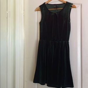 Green Velvet Skater Dress